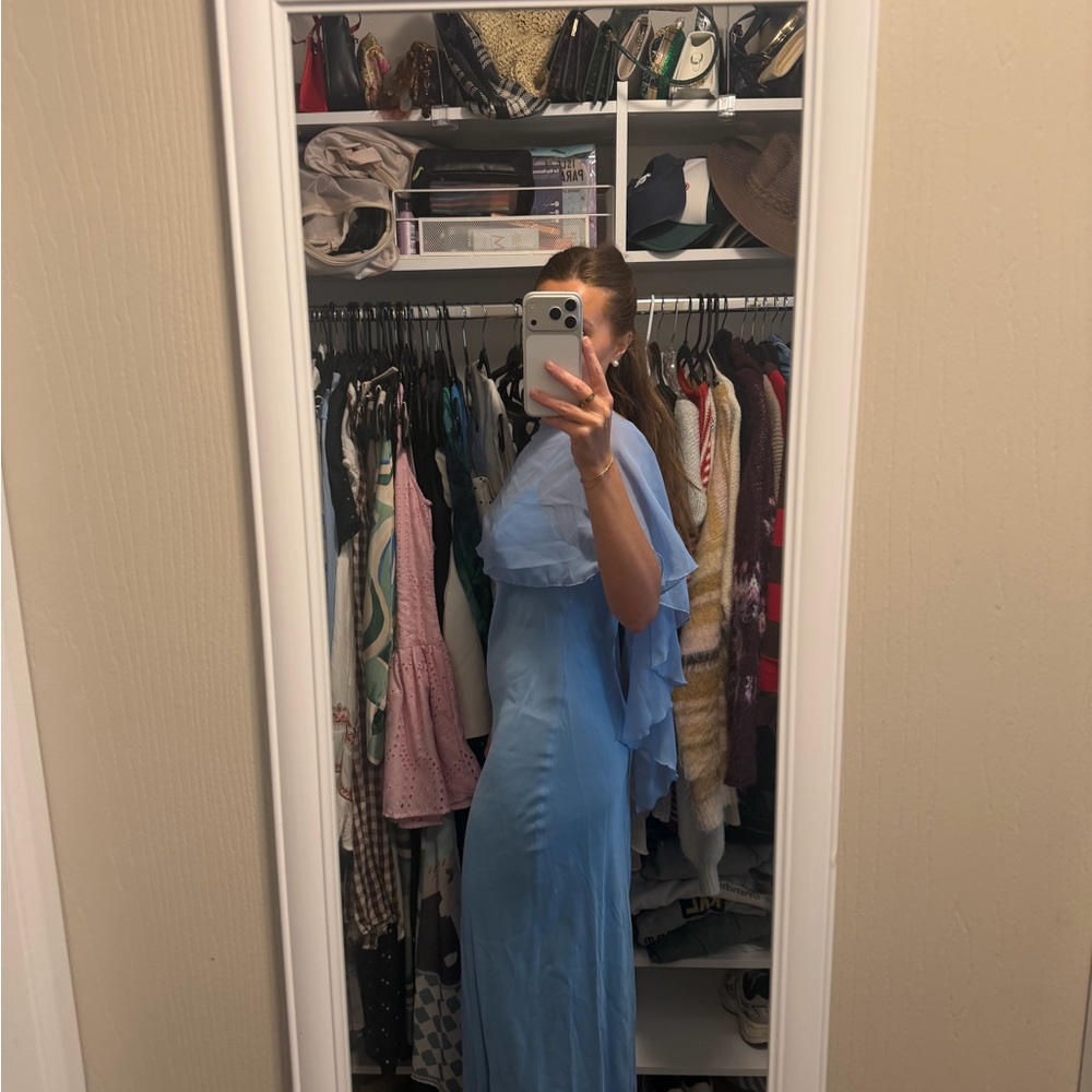 ASOS Light Blue Cape-Overlay Maxi Dress - Picture 5 of 8